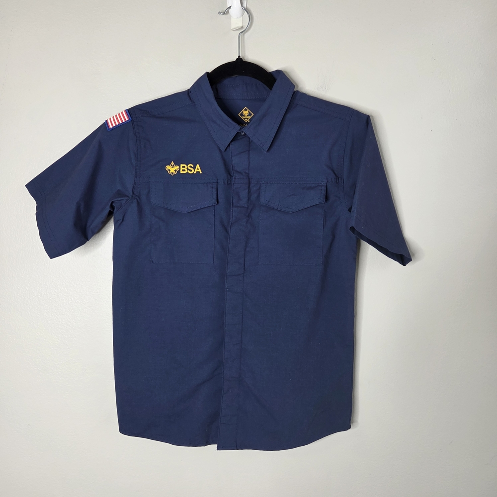 BSA Boys' Short-Sleeve Navy Button-Down Shirt